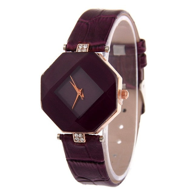 Women Watches  Crystal Leather Quartz