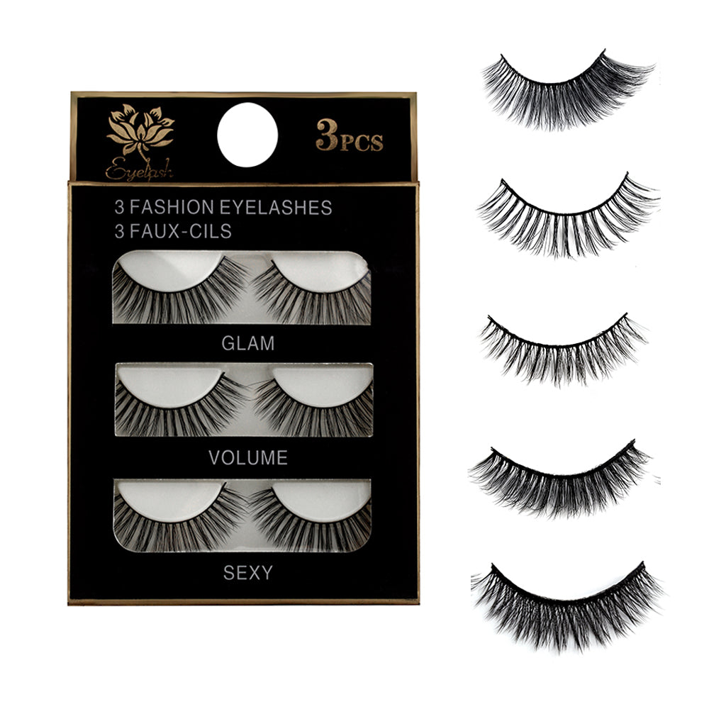 3 Pairs Natural Eyelashes Beauty Make up for women