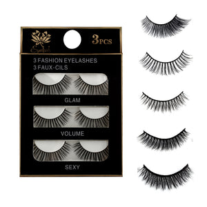 3 Pairs Natural Eyelashes Beauty Make up for women