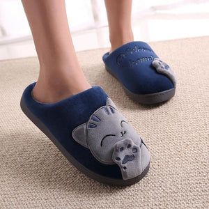 Non-slip Cute  Cat Warm Winter Women  Slippers Shoes for Home