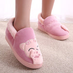 Non-slip Cute  Cat Warm Winter Women  Slippers Shoes for Home