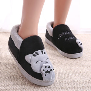 Non-slip Cute  Cat Warm Winter Women  Slippers Shoes for Home