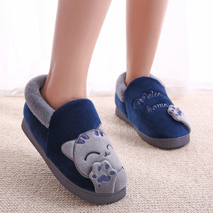 Non-slip Cute  Cat Warm Winter Women  Slippers Shoes for Home