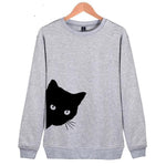 Cat Looking Out Side Print Sweatshirts Hoodies For Women