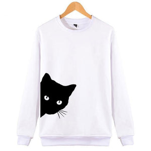 Cat Looking Out Side Print Sweatshirts Hoodies For Women