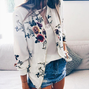 Short Outwear  Floral Women Jacket Printed for Autumn and winter