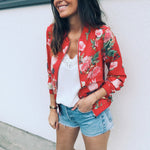 Short Outwear  Floral Women Jacket Printed for Autumn and winter