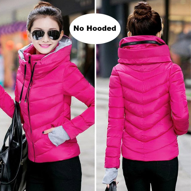 Winter women Cotton slim Outerwear solid   Jacket Plus Size