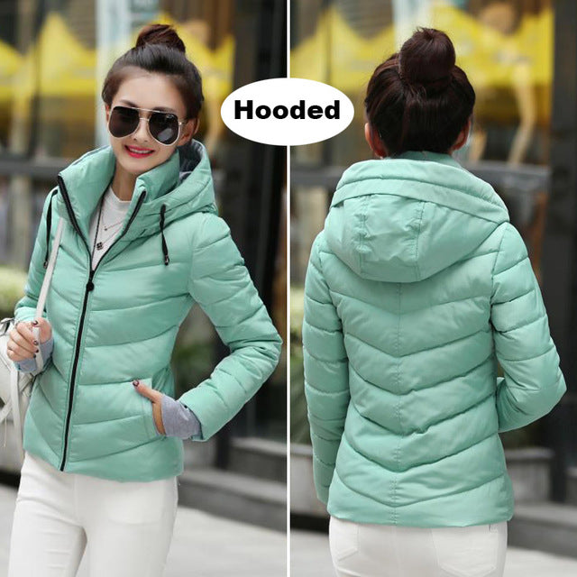 Winter women Cotton slim Outerwear solid   Jacket Plus Size