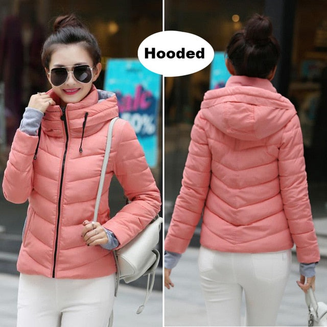 Winter women Cotton slim Outerwear solid   Jacket Plus Size