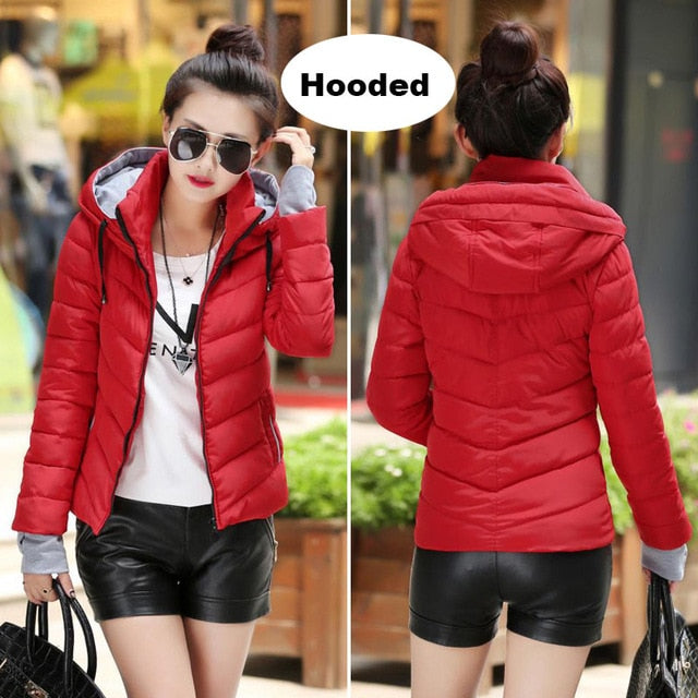 Winter women Cotton slim Outerwear solid   Jacket Plus Size